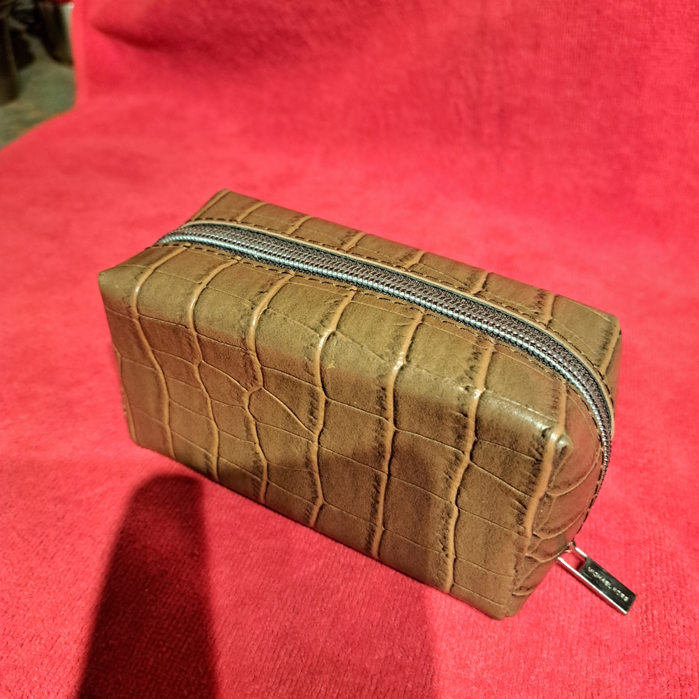 MICHAEL Michael Kors Brown Crocodile-Embossed Cosmetic Bag